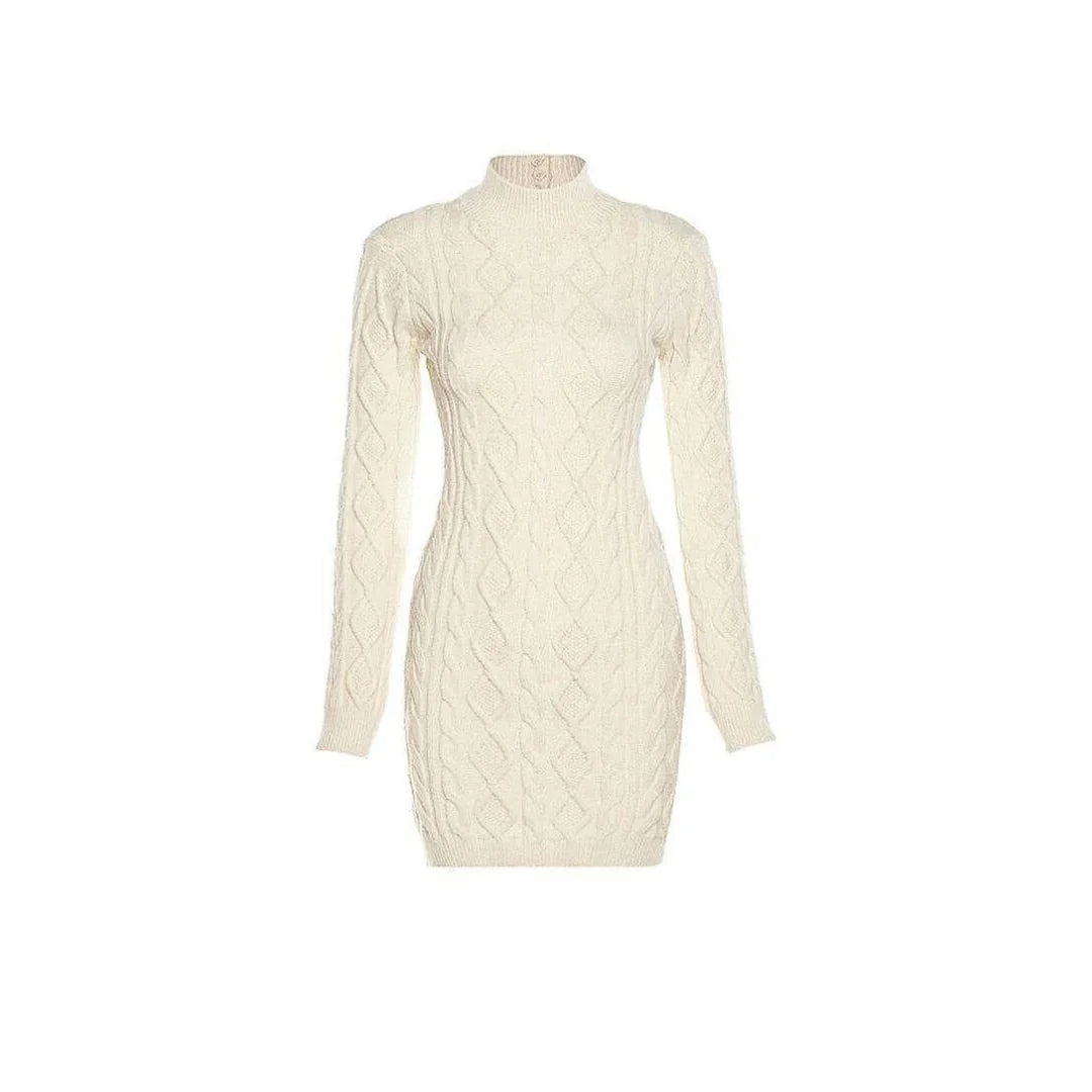 Océane Vêtements -Embrasse-Moi Maintenant Knitted Long Sleeve Backless Mini Dress