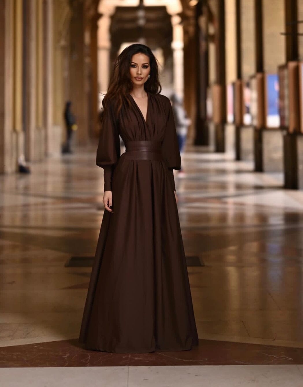 Océane Vêtements - Sophie V Neck Belted Maxi Dress