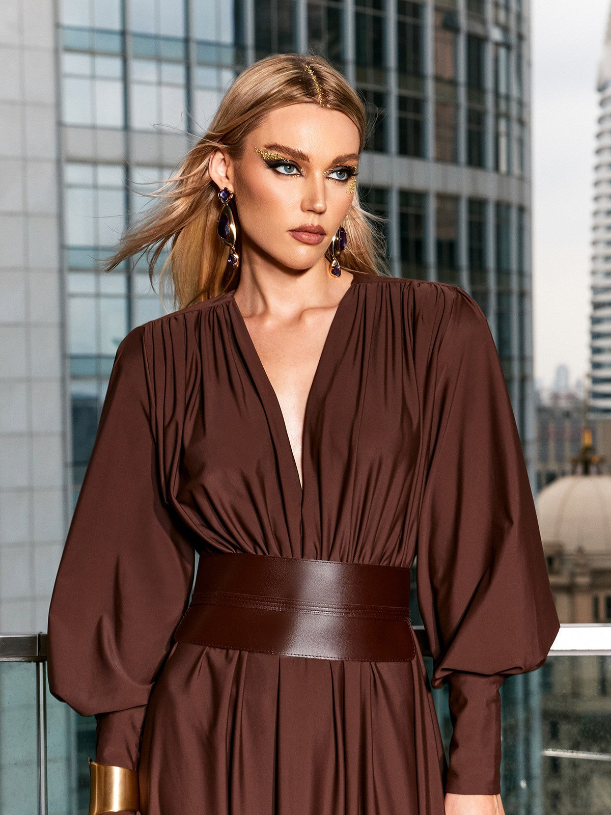 Océane Vêtements - Sophie V Neck Belted Maxi Dress