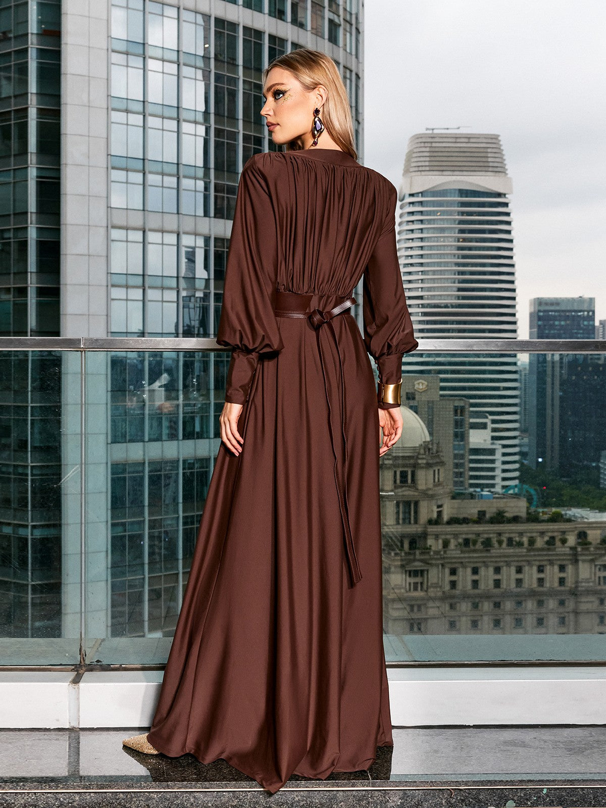 Océane Vêtements - Sophie V Neck Belted Maxi Dress