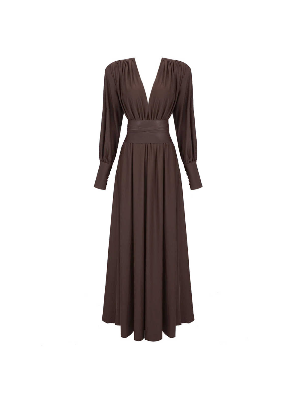 Océane Vêtements - Sophie V Neck Belted Maxi Dress
