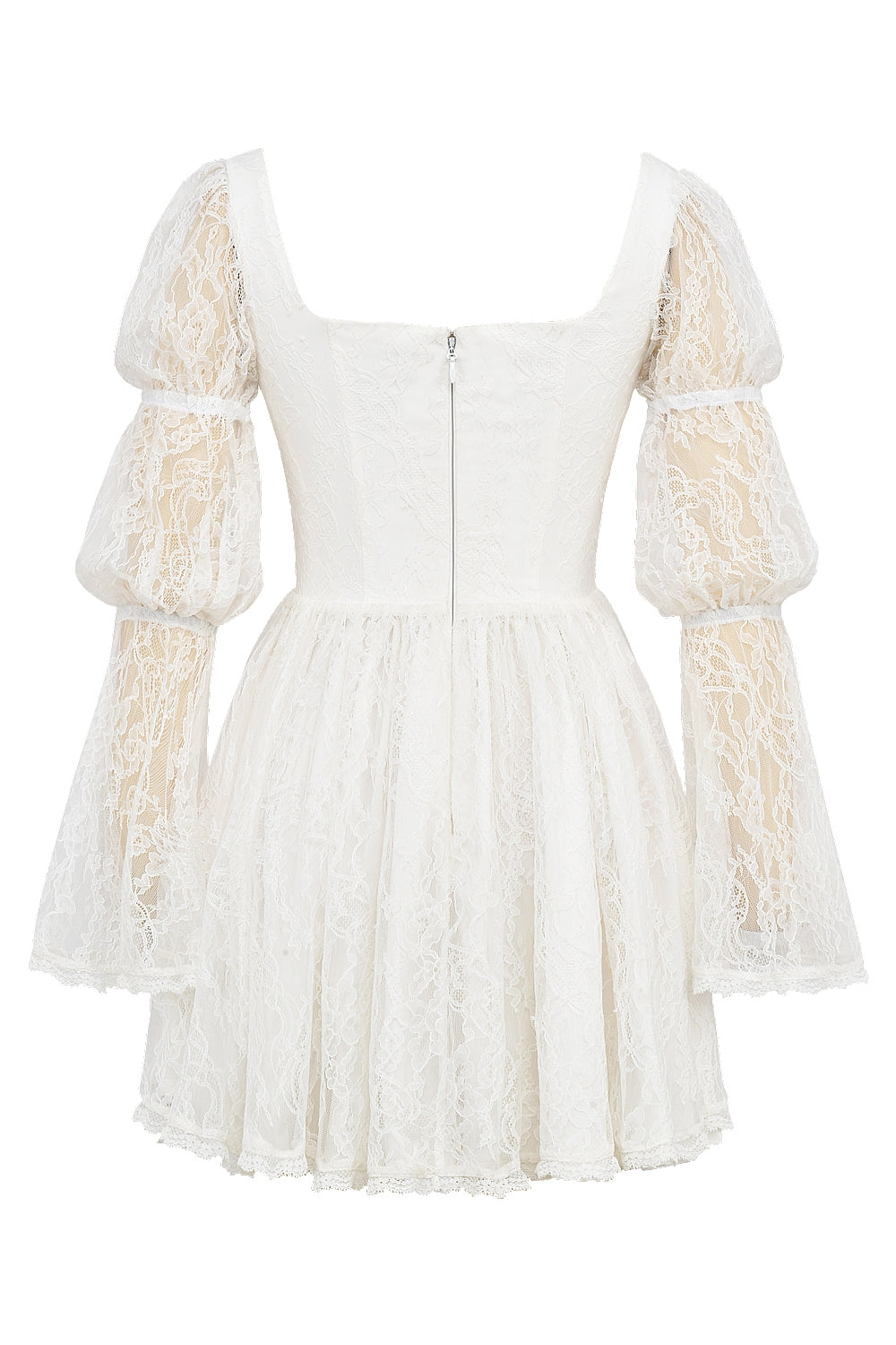 Océane Vêtements -Cezanne White Lace Puff Sleeve Mini Dress