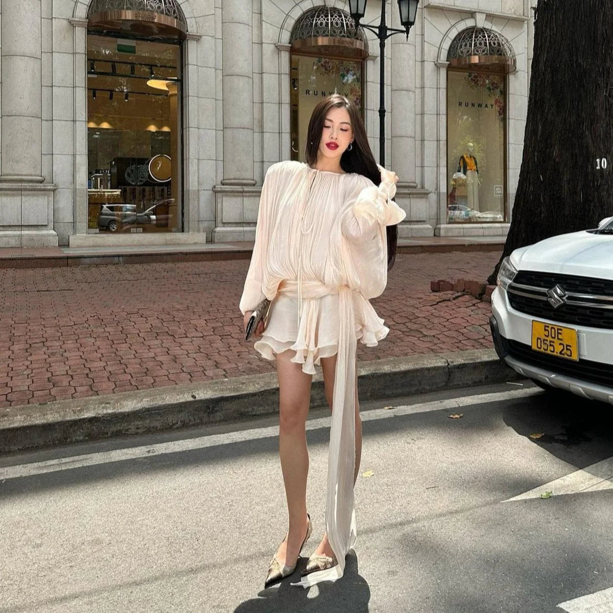 Océane Vêtements - Valentina Pleated Ruffled Mini Dress